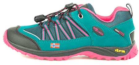 Trollkids Lofoten Wanderschuh Hiker Low, Smaragdgrün/Rubinrot, Größe 40