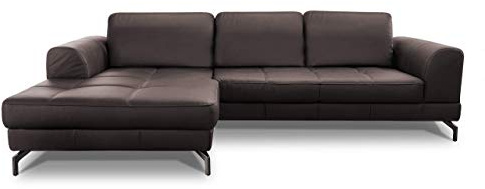 CAVADORE Benda Canapé d'angle en Cuir avec Chaise Longue XL à Gauche et Noyau à Ressorts 284 x 87 x 175 cm Marron