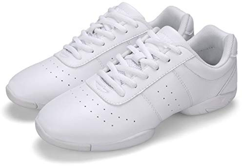 RHSMQ Scarpe da Ballo per Bambini Aerobica Adulto Aerobica Cheerleading Fitness Scarpe Gymnastics Dance Traspirante Comfort Soft Four-Season Shoes(35, White)
