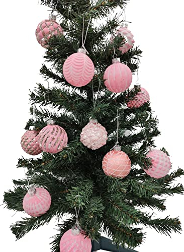BURI 12 Stück 6cm rosa Christbaumkugeln Glas pink Weihnachtskugeln Christmas Decorations weihnachtsdeko innen Baumschmuck Weihnachten Christbaumschmuck Glas Christmas Decor Christmas Tree Decorations