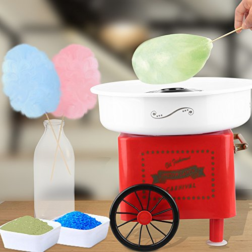 Zuckerwattemaschine Elektro 220V/ 500W, Baumwoll Süßigkeitenmaschine für Zuhause, Rot