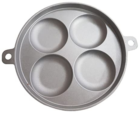 Niclaw Gourmet 4-Hole Serabai Aluminium Mould, Dorayaki Pancake Muffin Maker, Aluminium Mould for Poached Eggs, Soufflé Pancake Over The Stove Mould, MM027