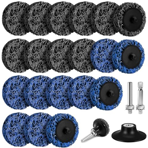 MQWDGJ Scheibe Schleifscheibe, 20 Stücke Grobreinigungsscheibe 50mm, Reinigungsscheibe Set, Bohrmaschine Schleifscheibe für Winkelschleifer, Schwarz, Blau