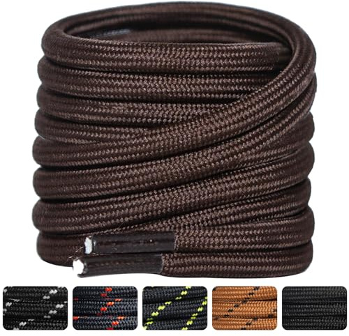 SUBAUM 2 Paires Lacets Chaussures Ronds pour Bottes,Lacets Chaussures de Randonnée/Sécurité/Marche Renforcés et Résistants pour Homme Femme