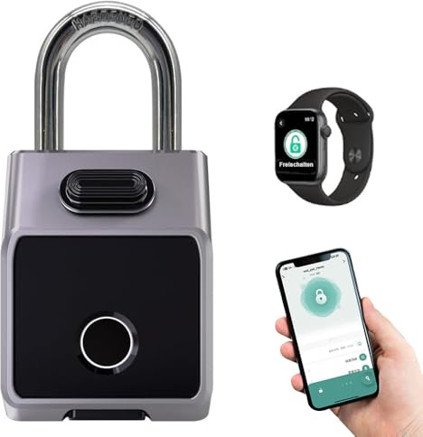 Heavy Duty Smart Vorhängeschloss, Schloss mit digitalem Code, Bluetooth Fingerabdruck Vorhängeschloss, schlüssellos, Vorhängeschloss wetterfest, für Fitnessstudio, Büro, Zuhause, Garten, Schrank