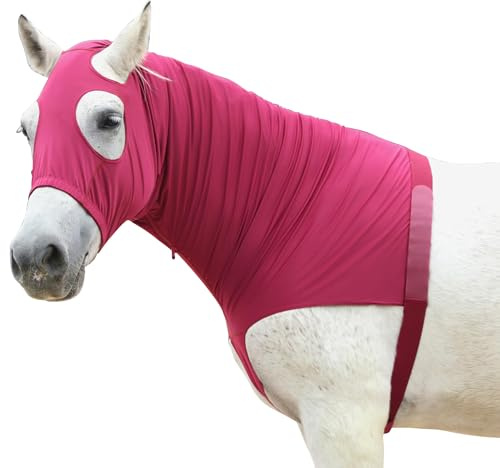 Gallopoff Horse Chest Protector Blanket, Neck Piece, Shoulder Protection, Full Face Neck Cover, Lycra Stretch Horse Hood with Zip