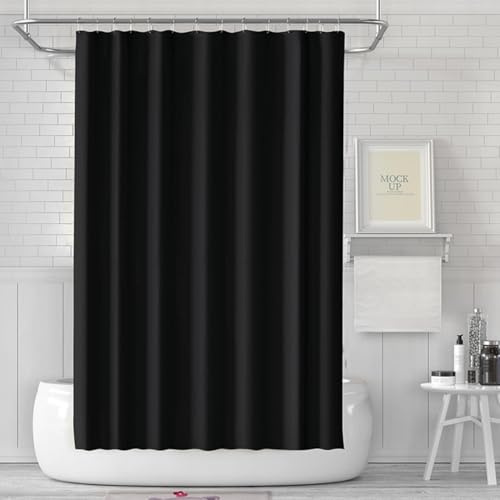 LUKDUNG 180x200 Badevorhang, Duschvorhang Anti-schimmel in Badezimmer, Vorhang für Badewanne Dusche aus Kunststoff Wasserdicht Waschbar, Waschbar PEVA Shower Curtain mit 12 Duschvorhangringe Schwarz
