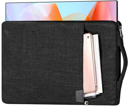 15.6/16.1-inch Portable Monitor Case with Acessories Storage, Sleeve for Most 15.6/16.1 Portable Monitors, Water-resistant Monitor Cover with Pocket, (Black)
