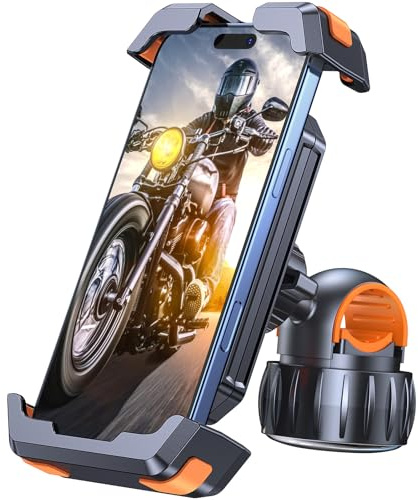 Coolpow Soporte Móvil Moto, Universal Soporte Móvil Bicicleta - 360°Rotación & Instalación Rápida, Soporte Movil Moto Manillar para iPhone 17 Pro MAX, 16/15/14/13,Galaxy, Pixel, 4.7-6.8 Smartphones