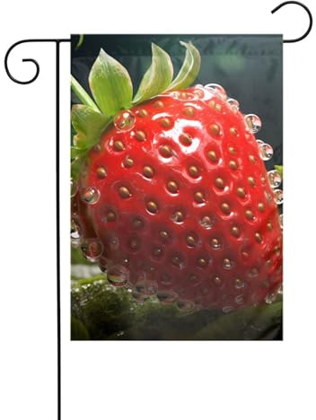 WHJSHOP Banderas de jardín con estampado de fresas de 12 x 18 pulgadas para decoración de patio con 3 cm de ancho de posición de poste (solo bandera, no incluye mástil)