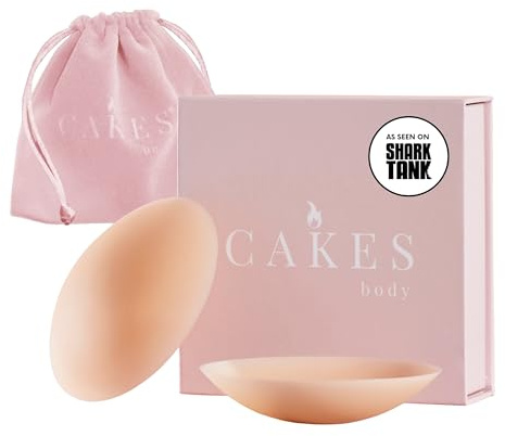 CAKES Body® grippy (Non-Adhesive) Circle Nipple Covers for Women - Silicone Nipple Covers with Travel Pouch - Reusable Design for Sports Bras, Swimear & Bralettes - Honey, OG Size (B-DD)