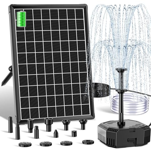 Biling Filtro solare per laghetto da 6 W con batteria e 10 ugelli, pompa solare per laghetti chiari fino a 500 l, silenziosa pompa solare con tubo dell'acqua per mini laghetto da giardino, fontana