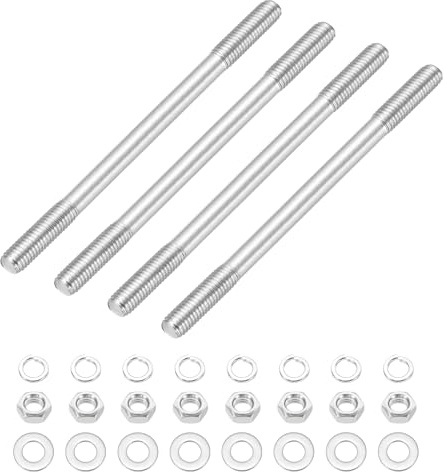 QUARKZMAN 4 Set M8x120mm Perni Filettati Doppi, 304 Acciaio Inossidabile Barre Filettate Doppie Con Dado E Rondella Per Manutenzione Casa Ancoraggio Strutturale Viti Di Fissaggio