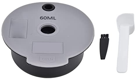 Coffee Capsule Cup Refillable Reusable Coffee Capsule Filter Silicone Cover Removable Stainless Steel Safe Sealing Design For TYPE CTPM12 CTPM07 CTPM05UC Gray 7.3 x 6.7 x 2.9 cm (60ml)