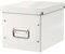 Leitz Click & Store Aufbewahrungsbox mit Deckel Mittel-Groß, Würfelbox für Regale im Wohnzimmer oder Büro, Transportbox aus 80 % recycelter Premium-Hartpappe, Stabile Metallgriffe, Weiß, 61090001