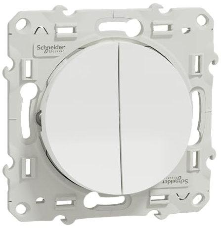 Schneider Electric - Odace, double va-et-vient Blanc, connexion rapide, à griffes - S525214