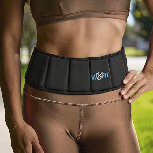 W8FIT Adjustable Weighted Belt for Women & Men – Rucking Belt for Walking, Hiking & Strength Training (7 LB SMALL)