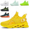 SSERHEHK Sportschuhe Laufschuhe Atmungsaktiv Leichte Turnschuhe Gym Fitness Sneaker für Herren Damen G133 Yellow 39EU