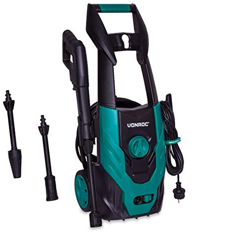 VONROC Högtryckstvätt 1400W – 110 Bar & 390 L/h | Kompakt & Lätt | Inkl. Turbomunstycke, Justerbar Spraylans, 5 m Slang, Aluminium Pump & Tillbehör | PW501AC