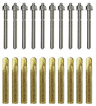 BATIFIX Verbundanker Set 10 Stück, Patrone + Ankerstange - Edelstahl A4 oder verzinkt I Styrolfrei Option 1 I Schwerlast-Anker I Schwerlast-dübel I Gewinde (Verzinkter Stahl, M16 x 190)