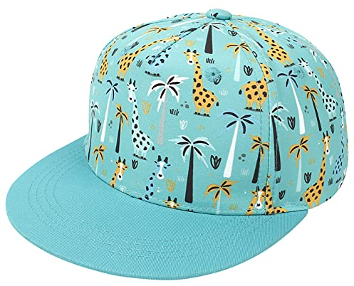Malaxlx Giraffe Grün Baby Baseball Cap Sonnenhut UV Schutz Sommerhut Verstellbar Kinder Snapback Cap Baseballkappe Schirmmütze für 4-8 Jahren Mädchen Jungen