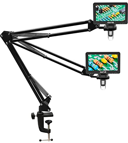 Hayve Mikroskop-Armständer, verstellbare Metallhalterung mit Klemme und Tüllenbasis, Münzmikroskop-Halterung, kompatibel mit Modell DM4, DM9, MS1, MS3 und den meisten 10,9 cm, 17,8 cm digitalen