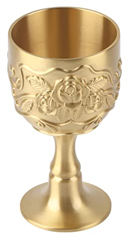 Cáliz de Copa Vintage, Mini Copa de Latón Vintage Cáliz de Vino en Relieve Copas de Vino Tinto de Metal Copa de Vino Real para Beber Whisky Vodka Vino Licor(L)