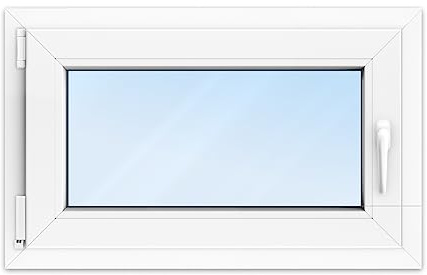 FENSTERVERSAND - Basement Window 80 x 40 Plastic Window White - Double Glazing with Clear Glass - Swivel and Tilting Window Plastic - DIN Left - W x H: 800 x 400 mm, 70 mm Profile