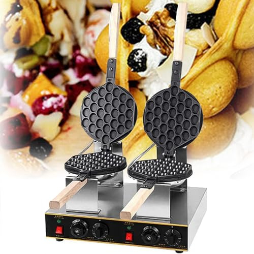 DPQYJPP Gaufrier à Bulles Commercial, gaufrier à œufs Double avec température réglable de 50 à 250 ℃, Machine à Cornet de crème glacée DIY pour Snack, café,110v