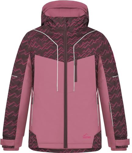 normani Kinder Winterjacke Wasserdichte Skijacke mit abnehmbarer Kapuze Thermojacke Funktionsjacke für Junge und Mädchen Farbe Rosa Größe 134-140