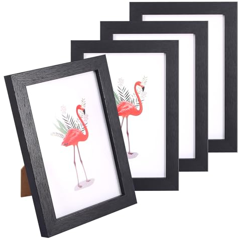 HFDONGL Lot de 4 cadres photo 10 x 15 cm noirs en bois petits pour tentures murales ou décoration de table