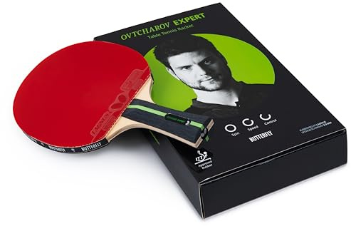Raqueta de Tenis de Mesa Butterfly Ovtcharov Expert | Raqueta de Tenis de Mesa Profesional para Jugadores avanzados y de competición | Autorización de la ITTF | Gomas Extremadamente adherentes