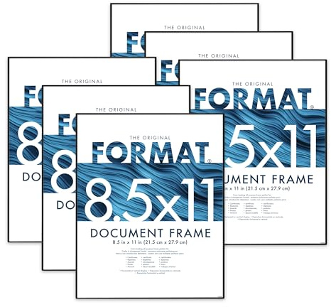 MCS Format 8.5x11 Picture Frame Black, Vertical & Horizontal Wall Hanging or Tabletop Easel for Photos & Art Prints (6-Pack)