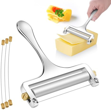 Choxila osthyvel i rostfritt stål – professionell skärare för raclette, cheddar, gruyere, mozzarella ostblock justerbar tjocklek med 3 extra trådar