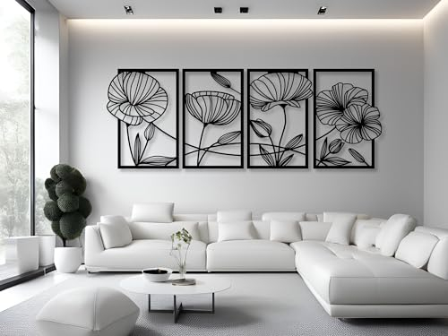 VAILLA ® 3er set Blumen Wanddeko, Blume Wanddekoration aus Holz, Wandbilder Home Dekoration, 3D Wall Art, Große Wand Deko, Bilder für Schlafzimmer, Wohnzimmer und Küche (Blumen 5)