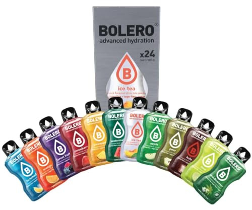 Bolero BEST OF MIX 24x9g | Poudre à jus sans sucre, édulcorée avec stévia + vitamine C | convient aux enfants, aux sportifs et aux diabétiques | sans gluten et adapté aux végétaliens.