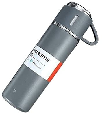 AMULONG Borracce Sportive, Tazza Termica Sottovuoto In Acciaio Inossidabile A Doppio Strato Da 500 Ml Borraccia Termiche Sportiva(Grey,Cup)