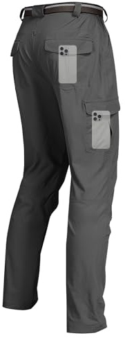 Men's Cargo Hiking Pants Water Resistant Lightweight Quick-Dry Work Pants for Outdoor Camping Fishing Darkgrey 36 L