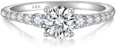 YL Bague de Fiançailles en Moissanite 0,8 Carat Couleur D VVS1 pour Femme Argent 925 Bagues de Promesse pour Elle