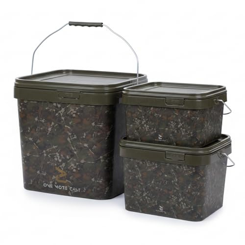 OMC Signature Splash Camo Bait Bucket - 5L, 10L & 17L Options | Durable Carp Fishing Storage Bucket for Pellets, Boilies, Groundbait, PVA Bags and Tackle