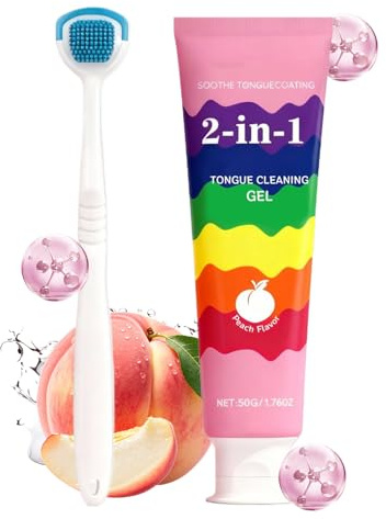 JINGLING Gel Nettoyant Pour Langue,Racloir Pour Les Gencives,Brosse Et Gel Pour Langue | Pour L Hygiène Buccale Des Adultes Hommes Et Voyage