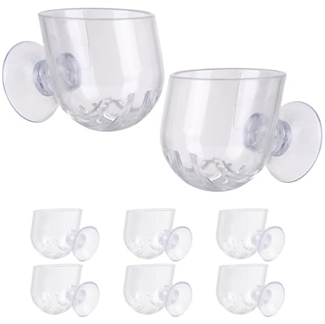 BESTonZON Lot de 8 Jardinières Suspendues Murales en Acrylique Transparent Petit Format Pots Hydroponiques Ovales pour Aquarium Supports avec Ventouses pour Plantes Aquatiques et