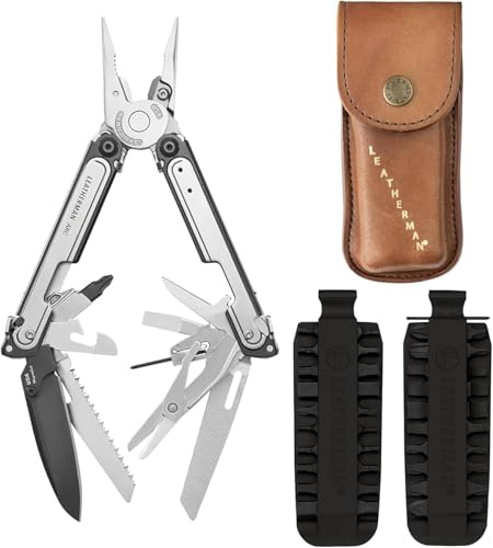 Leatherman Arc Pack Outil Multifonction, Étui et Kit d’Embouts - 20 Outils avec Lame en Acier MagnaCut, Étui Heritage Leather Marron Taille M et Kit d’Embouts 42 Outils