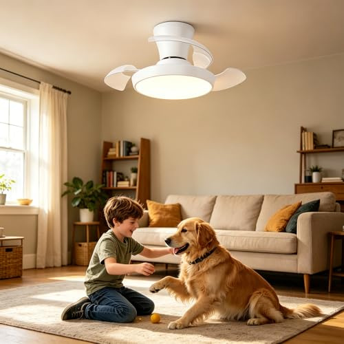 Maxled, Light is Led! Takfläkt Med Belysning 20W LED 3CCT 6500K/4500K/3500K 1750LM Dimbar 10%-100% 6 Hastigheter Timer Tyst Takfläkt för Vardagsrum Och Sovrum Vit