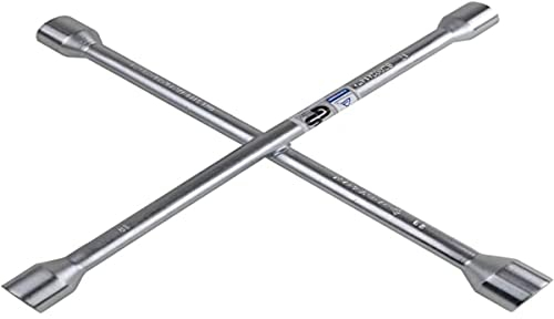 DUNLOP Wagenkreuz – Kreuzschlüssel Auto passend für die Abmessungen 17–19–21–23 mm – Radkreuzschlüssel PKW – Radkreuz PKW – Auto-Werkzeug – Kreuzschlüsse für Felgen – 27 x 27 cm – Stahl – Silber
