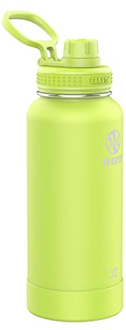 Takeya Actives 32 oz Vacuum Insulated Stainless Steel Water Bottle with Spout Lid, Premium Quality, Citron Green