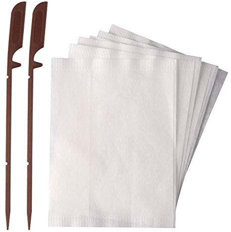 FACKELMANN 2 tea filter sticks + 40 filter bags, plastic, white, brown, dimensions: 10 x 7.5 cm, length of sticks: approx. 14.5 cm