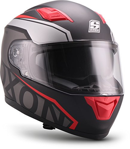Soxon® ST-1000 Race „Red“ · Integral-Helm · Full-Face Motorrad-Helm Roller-Helm Scooter-Helm Cruiser Sturz-Helm Sport Urban MTB · ECE 22.05 Sonnenvisier Schnellverschluss Tasche XS (53-54cm)