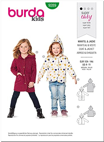 Burda B9289 Patron de Couture, Papier, Blanc, 104-146