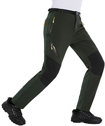 LUI SUI Pantalon de Marche léger Softshell pour Hommes Pantalon de randonnée Respirant en Plein air Poches zippées pour Le Printemps/été/Automne